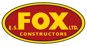 fox constructions logo in red and yellow colours