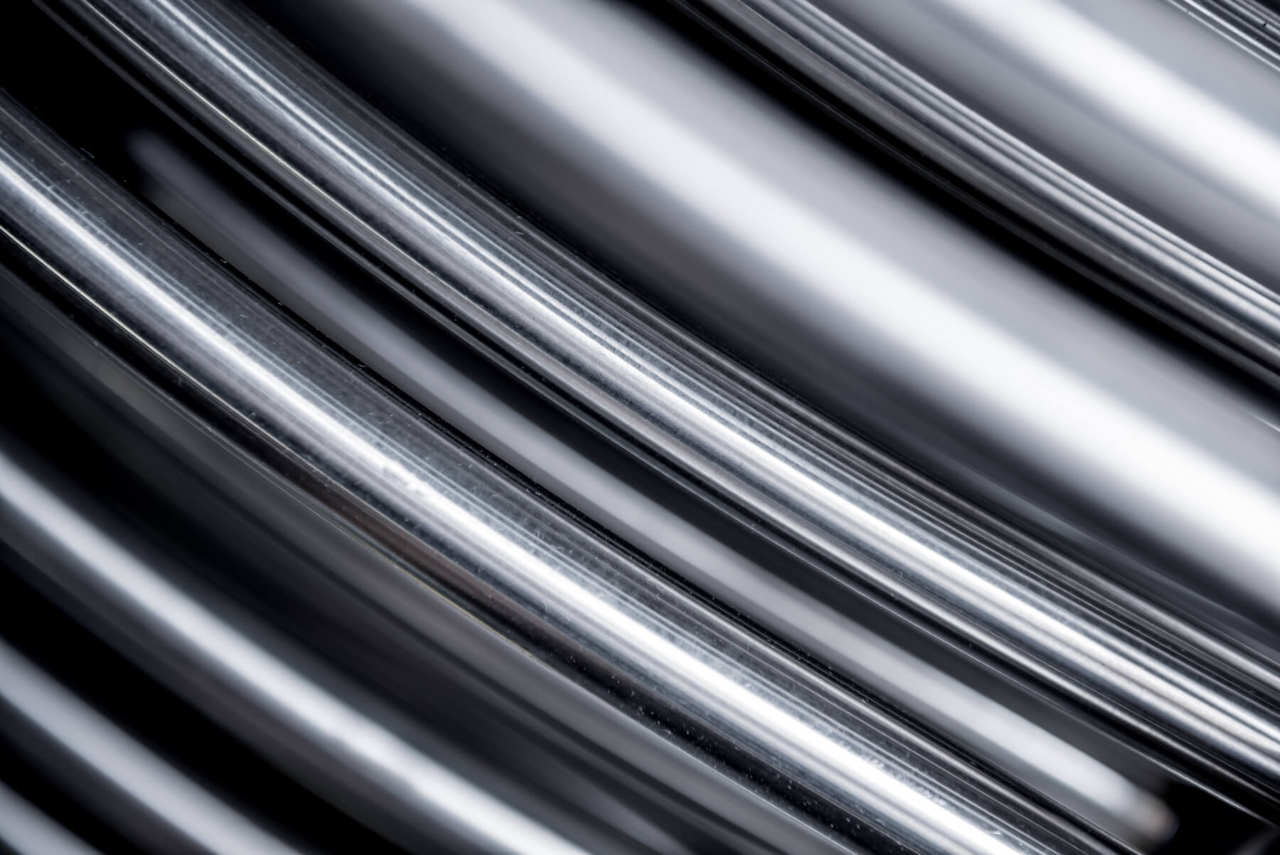 closeup of various different aluminium pipes